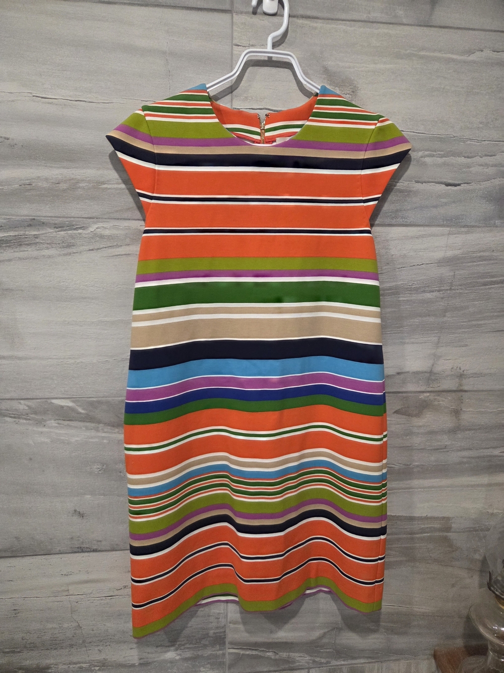 Kate Spade New York Multicolor Striped Sheath Dress Size 8 Gold Zip NJMU2376